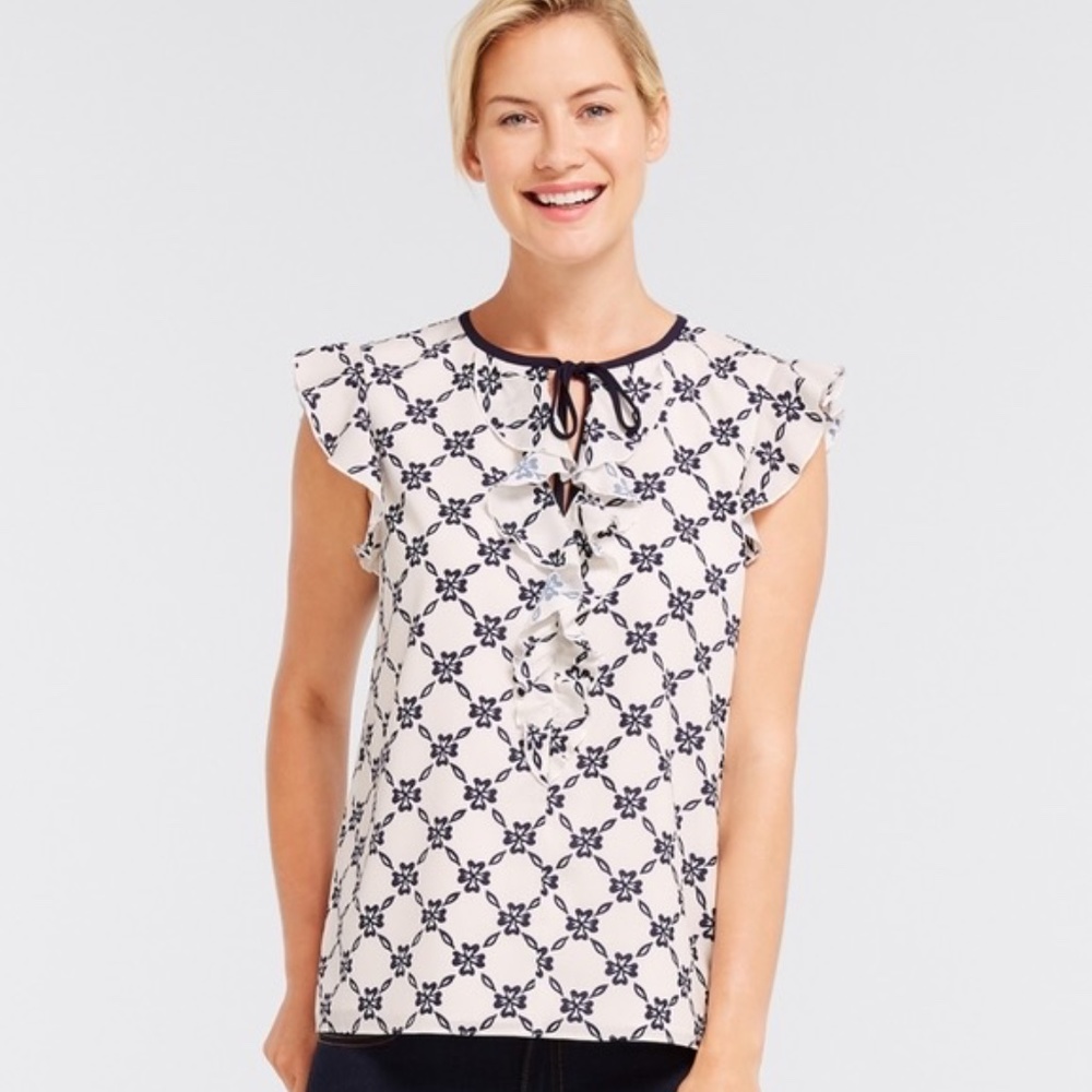 Draper James Floral Lattice Celia Blouse Sz 6